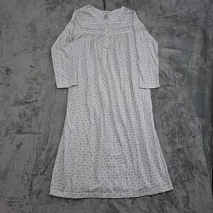 Soft Moments New York Nightgown Size M Cotton Blend Long Sleeve Lace Floral